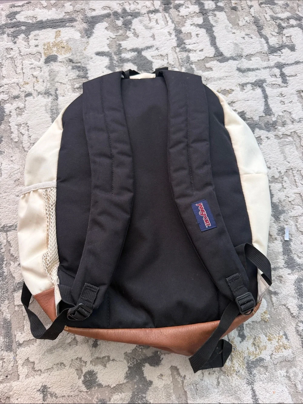 Jansport Cream Canvas Backpack with Brown Base